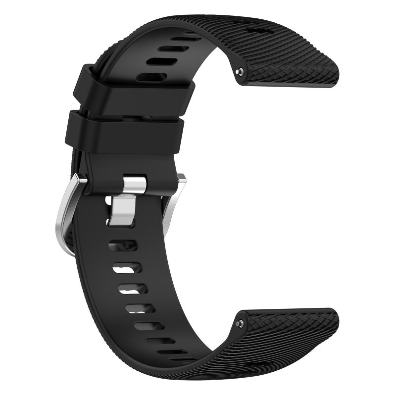 S-TOP For Garmin Venu 2 22mm Cross Textured Solid Color Silicone Watch Band(Black) - Image 2