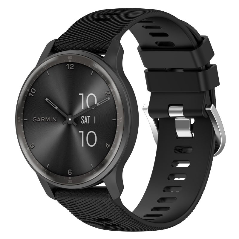 S-TOP For Garmin Venu 2 22mm Cross Textured Solid Color Silicone Watch Band(Black) - Image 1