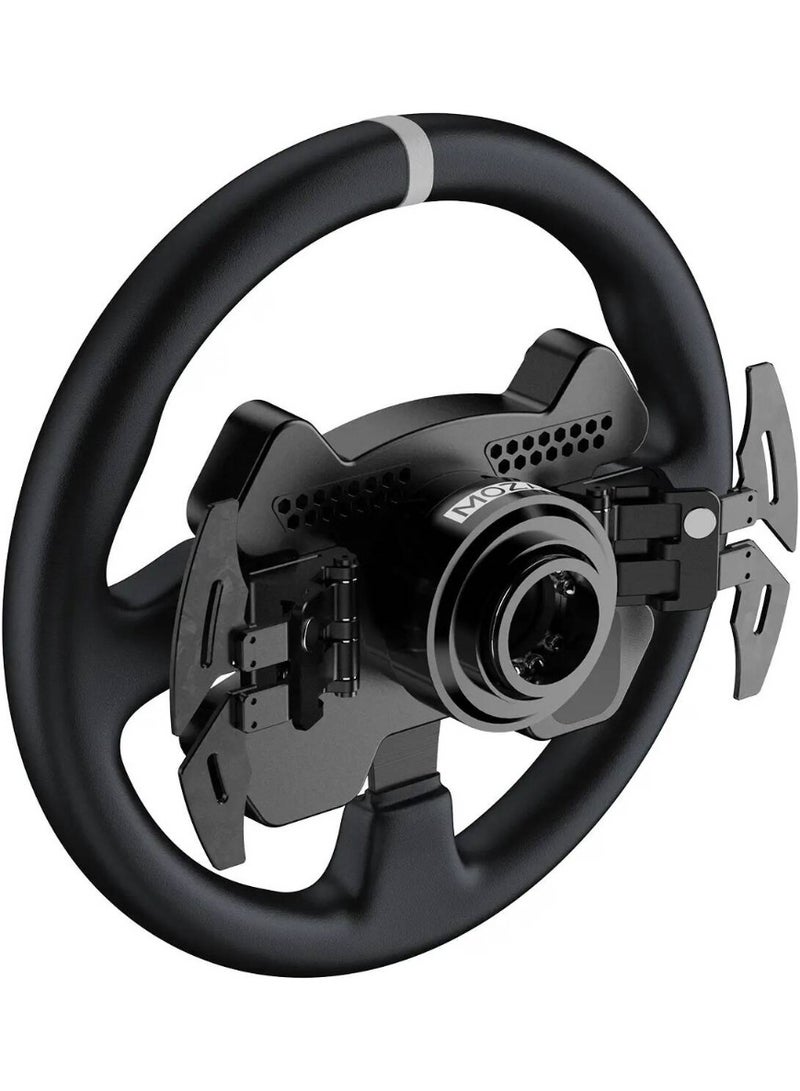 موزة عجلة قيادة موزا CS V2P - حافة جلدية من الألياف الدقيقة مقاس 13 بوصة، مقابض كربون مغناطيسية مزدوجة، تحرير سريع من الألومنيوم، إضاءة RGB لتغيير السرعة، لاسلكية / تحرير سريع | RS057 - Image 4