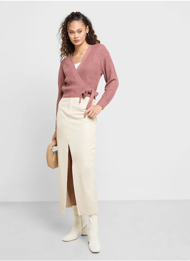 ONLY Tie Waist Wrap Front Cardigan