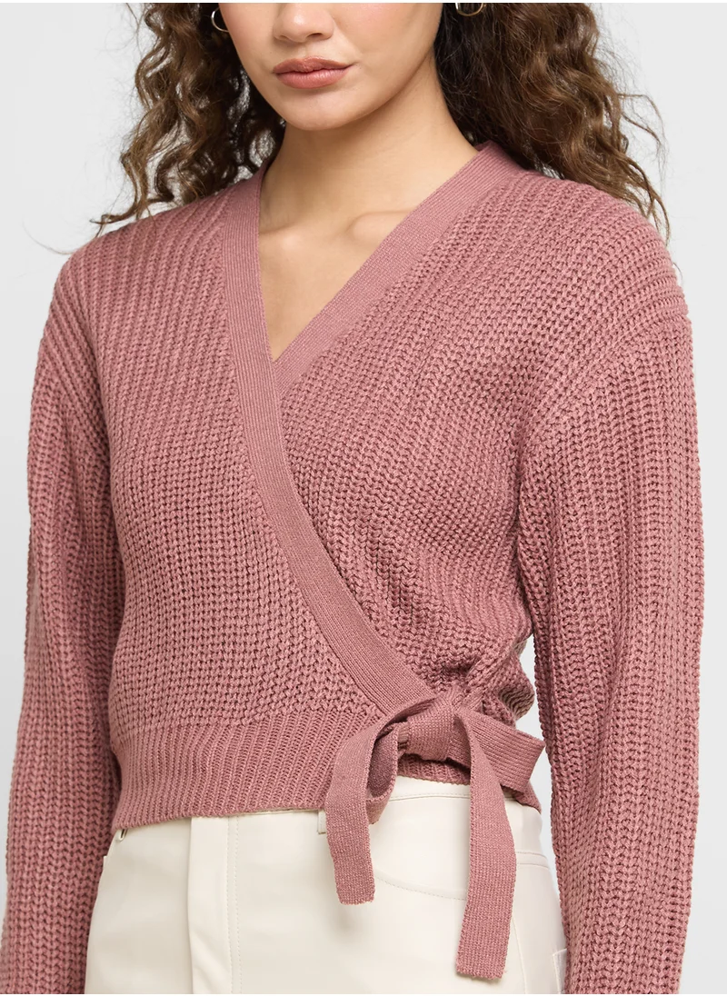 ONLY Tie Waist Wrap Front Cardigan