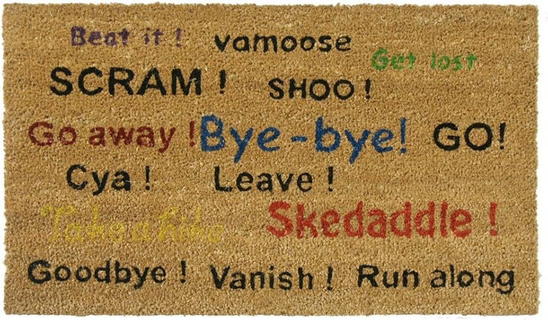 سجادة الباب "كوكو" مقاس 18 × 30 بوصة، بساط مرح مع عبارة "اذهب بعيدًا، ابتعد، غادر، سجادة ترحيب" - Image 2