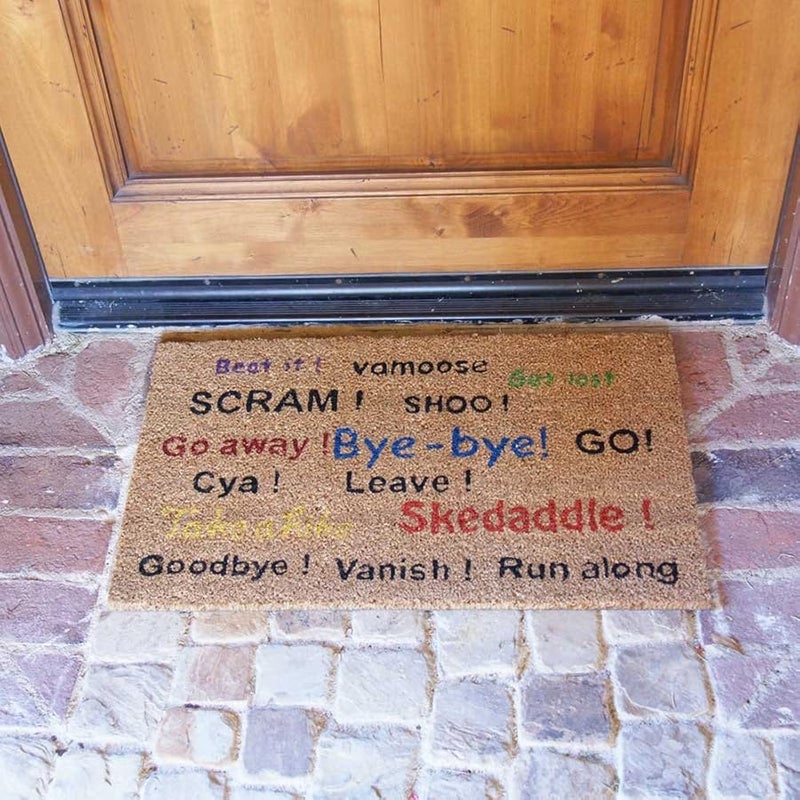 سجادة الباب "كوكو" مقاس 18 × 30 بوصة، بساط مرح مع عبارة "اذهب بعيدًا، ابتعد، غادر، سجادة ترحيب" - Image 4