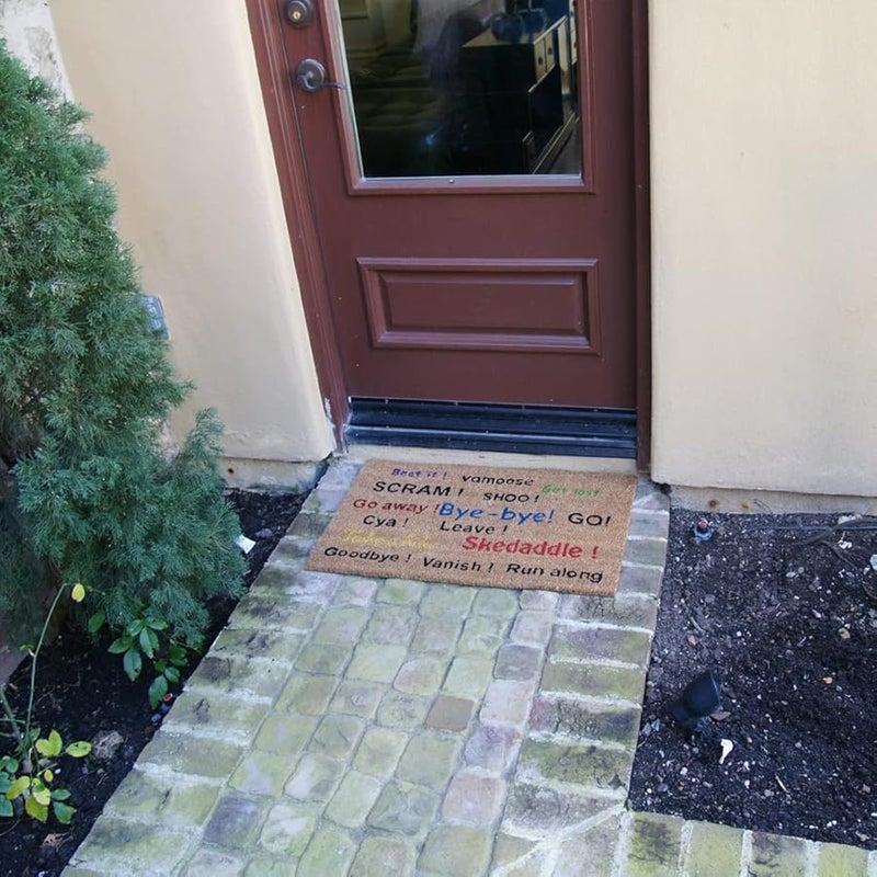 سجادة الباب "كوكو" مقاس 18 × 30 بوصة، بساط مرح مع عبارة "اذهب بعيدًا، ابتعد، غادر، سجادة ترحيب" - Image 5