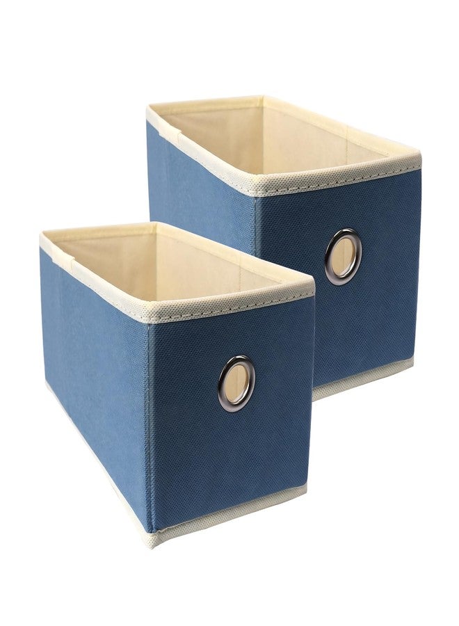 PRIME PICK Flexi Grid Drawer Organizer Foldable Fabric Wardrobe Storage Box Multipurpose Compartment Divider for Undergarments Socks Belts Napkins Stationery Closet Container Blue Pack of 2 - Image 1