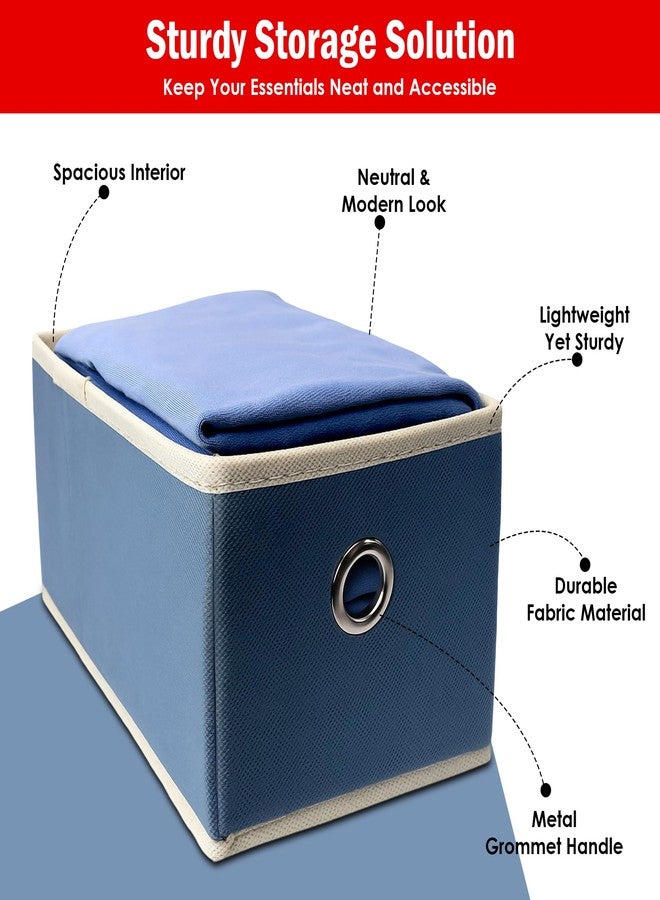 PRIME PICK Flexi Grid Drawer Organizer Foldable Fabric Wardrobe Storage Box Multipurpose Compartment Divider for Undergarments Socks Belts Napkins Stationery Closet Container Blue Pack of 2 - Image 5