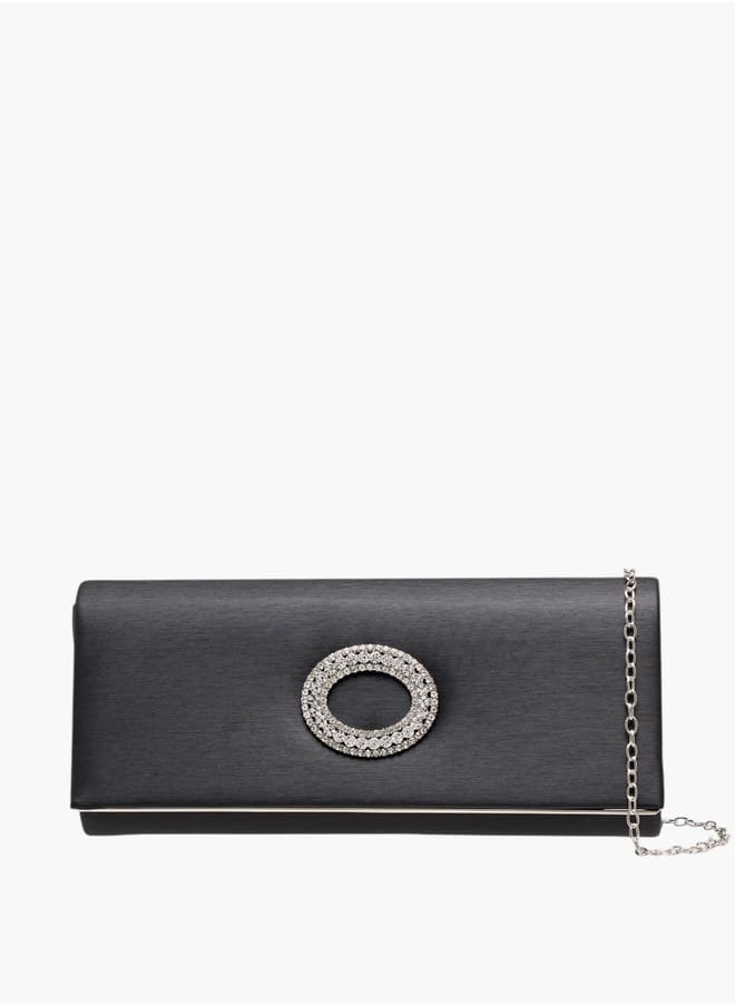 Flora Bella By Shoexpress Women Embellished Clutch with Button Closure and Chain Strap  - Image 1