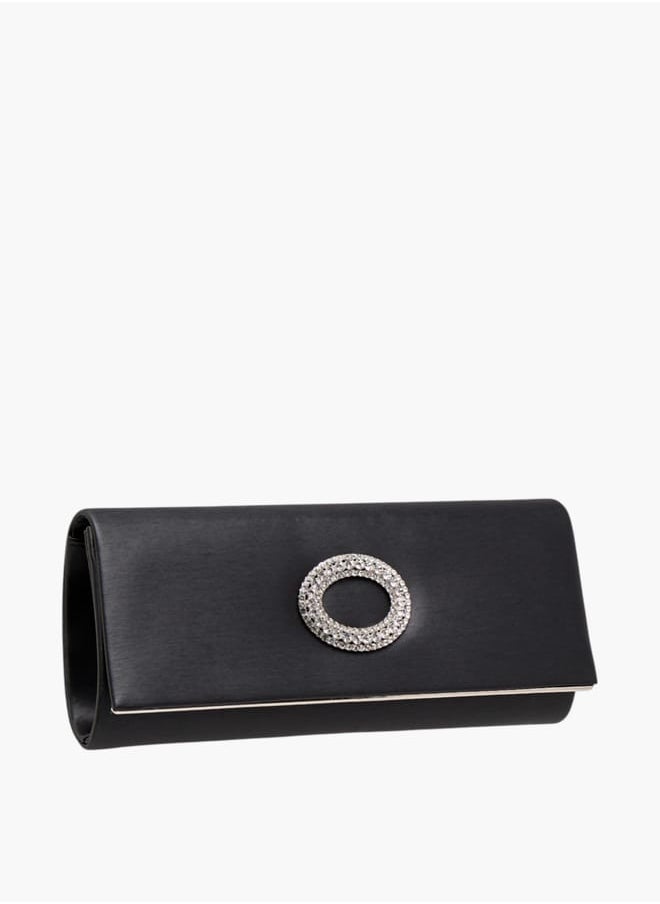 Flora Bella By Shoexpress Women Embellished Clutch with Button Closure and Chain Strap  - Image 3
