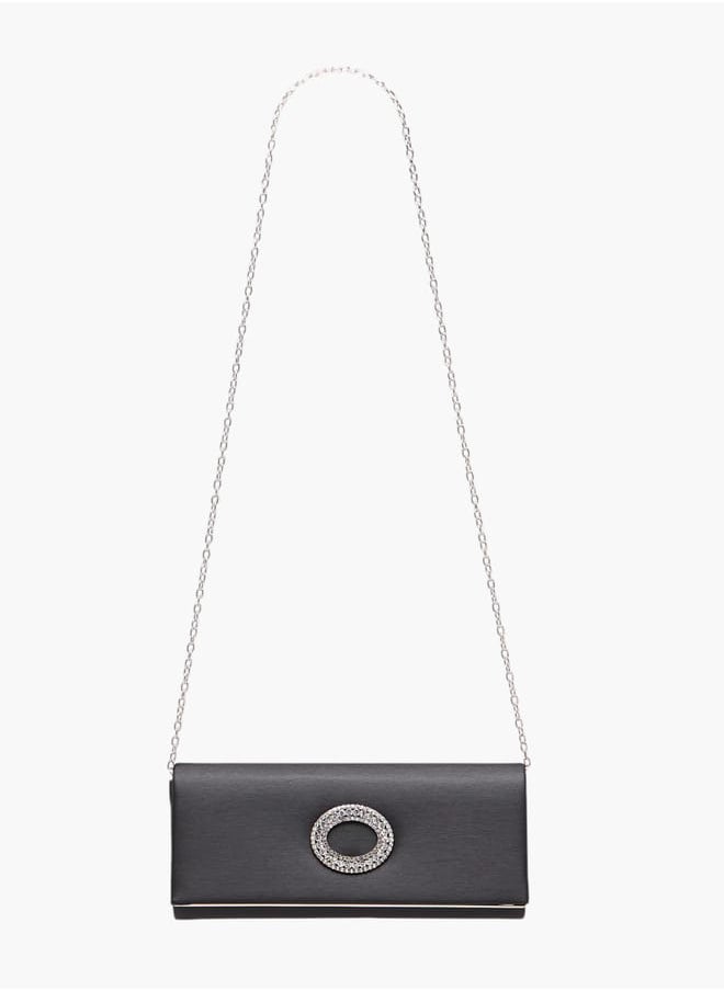 Flora Bella By Shoexpress Women Embellished Clutch with Button Closure and Chain Strap  - Image 2