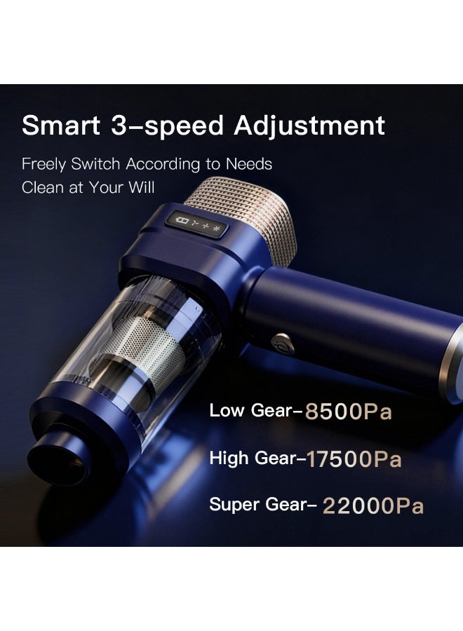 باندا مكنسة كهربائية يدوية، مكنسة سيارة لاسلكية بقوة شفط 22000 باسكال، مكنسة صغيرة محمولة 4 في 1 مع منفاخ هواء وجهاز نفخ وتفريغ هواء، 3 مستويات شفط، بطارية 6000mAh قابلة للشحن للسيارة والمنزل والمكتب - Image 4
