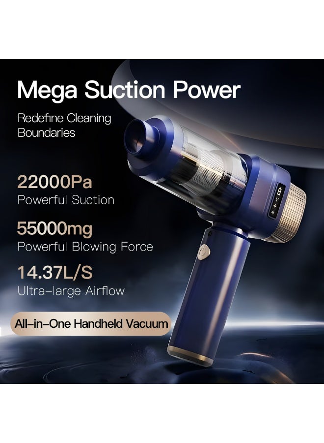 باندا مكنسة كهربائية يدوية، مكنسة سيارة لاسلكية بقوة شفط 22000 باسكال، مكنسة صغيرة محمولة 4 في 1 مع منفاخ هواء وجهاز نفخ وتفريغ هواء، 3 مستويات شفط، بطارية 6000mAh قابلة للشحن للسيارة والمنزل والمكتب - Image 2