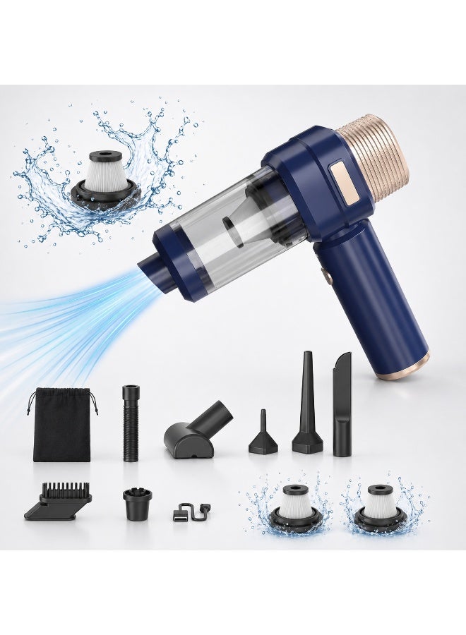 باندا مكنسة كهربائية يدوية، مكنسة سيارة لاسلكية بقوة شفط 22000 باسكال، مكنسة صغيرة محمولة 4 في 1 مع منفاخ هواء وجهاز نفخ وتفريغ هواء، 3 مستويات شفط، بطارية 6000mAh قابلة للشحن للسيارة والمنزل والمكتب - Image 1