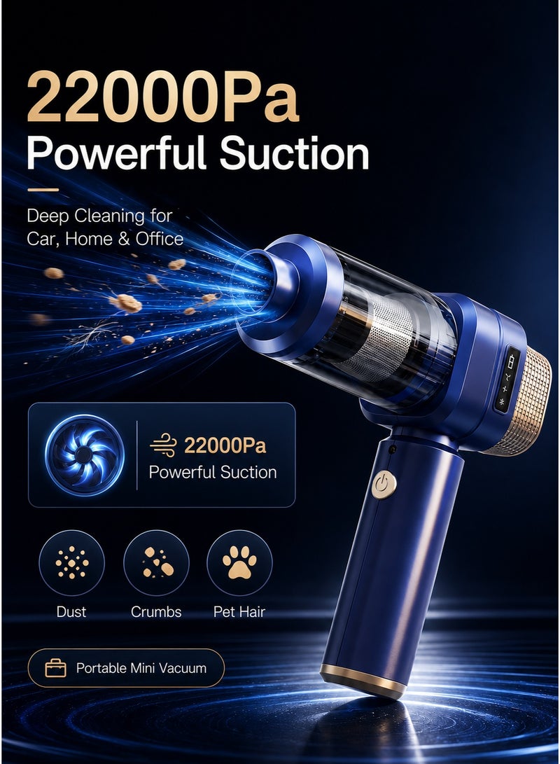 Panda Handheld Vacuum Cleaner, 22000Pa Cordless Car Vacuum Portable Mini Vacuum, 4-in-1 Air Duster Inflator Vacuum Sealer, car vacuum ,6000mAh Rechargeable for Car Home Office - Image 2