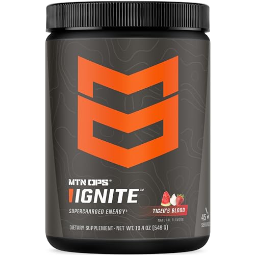 MTN OPS Ignite Energy Drink Powder Gluten Free Nootropic Supplement Drink Mix L Arginine L Citrulline Caffeine Nootropic Sugar Free Drink Mix 45 Servings Tigers Blood - Image 2
