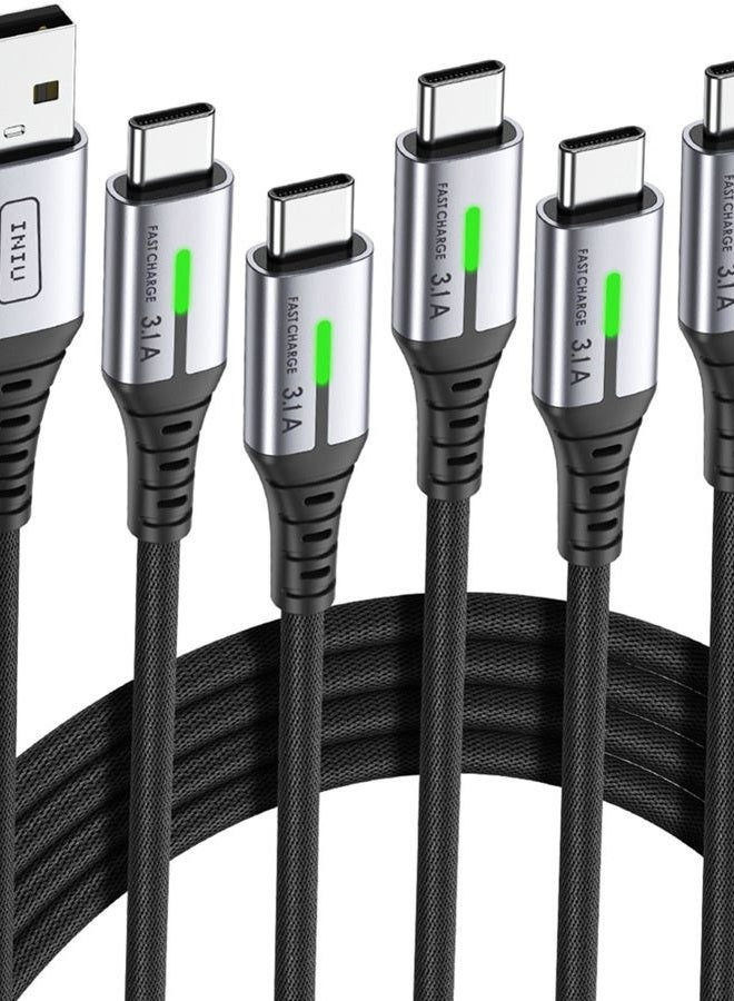 INIU USB C Cable, [5 Pack 3.1A] QC Fast Charging USB Type C Cable, Nylon(3.3+3.3+6.6+6.6+10ft) Phone Charger USB A to USB C Cable for Samsung Galaxy S21 S20 S10 Plus Note 10 LG Google Pixel OnePlus - Image 1