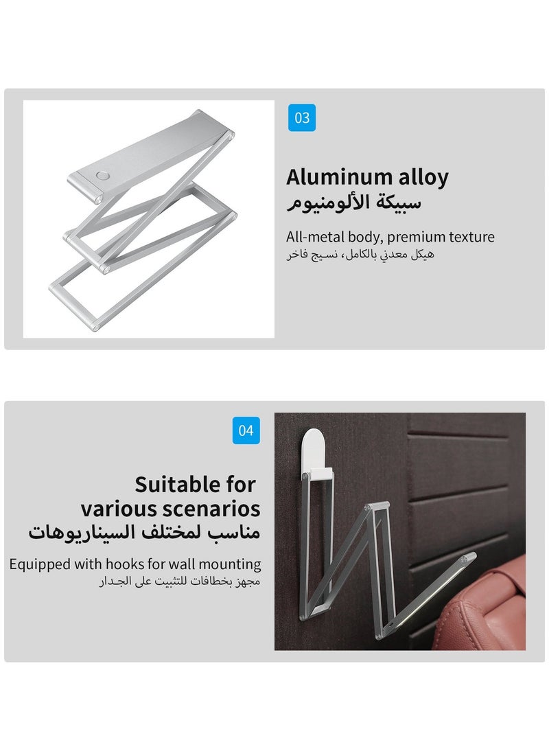 مصباح مكتبي قابل للطي بتقنية LED، 3 في 1: مصباح قراءة وحامل للجدار وحامل للهاتف، 3 مستويات من السطوع وناعم كضوء النهار، هيكل معدني بالكامل، بطارية طويلة الأمد 1000mAh، قابل للحمل وصديق للسفر، هدية مثالية. - Image 5