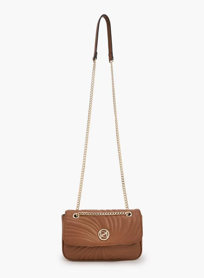Paprika Quilted Crossbody Bag With Chain Strap