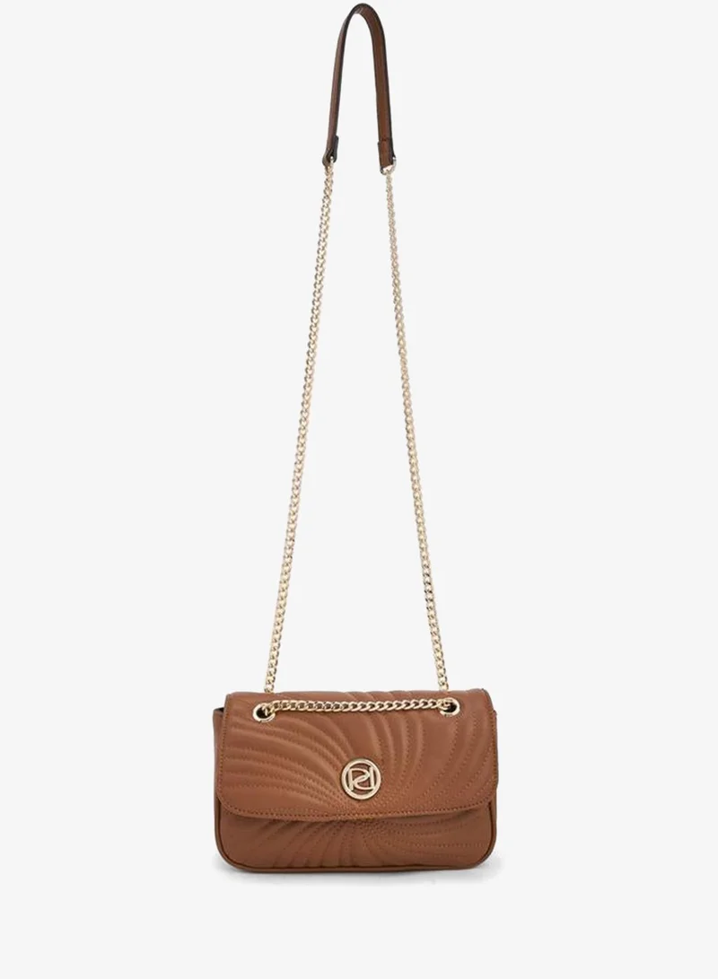 Paprika Quilted Crossbody Bag With Chain Strap