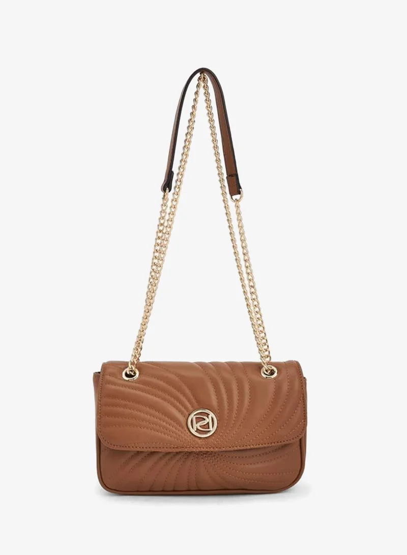 Paprika Quilted Crossbody Bag With Chain Strap