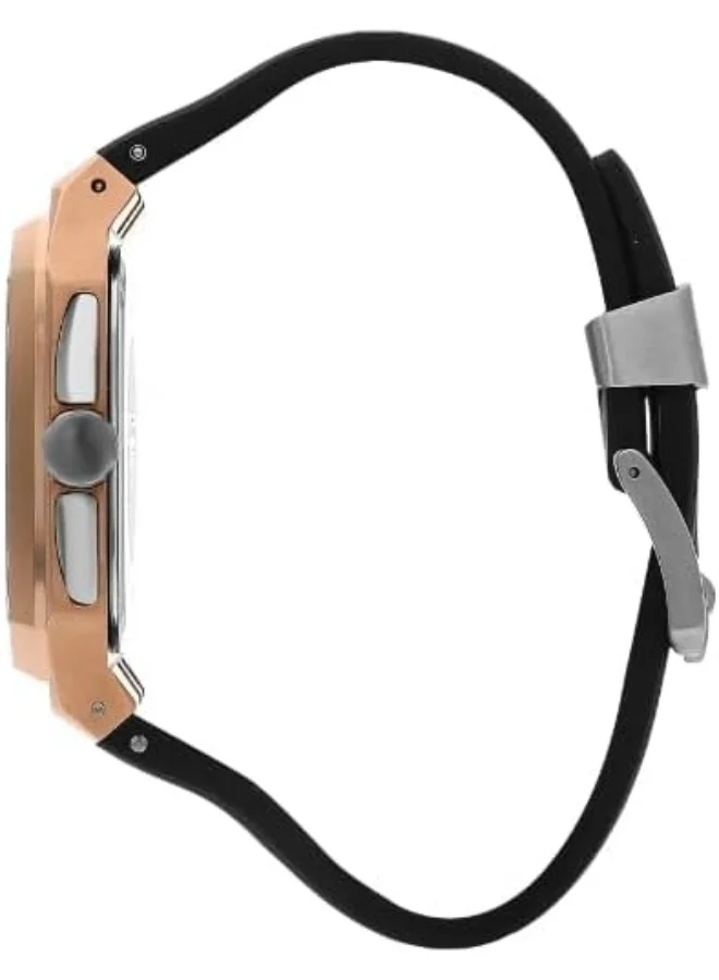 Quantum Men's Quartz Movement Watch, Chronograph Display and Silicone Strap - HNG1033.451, Black