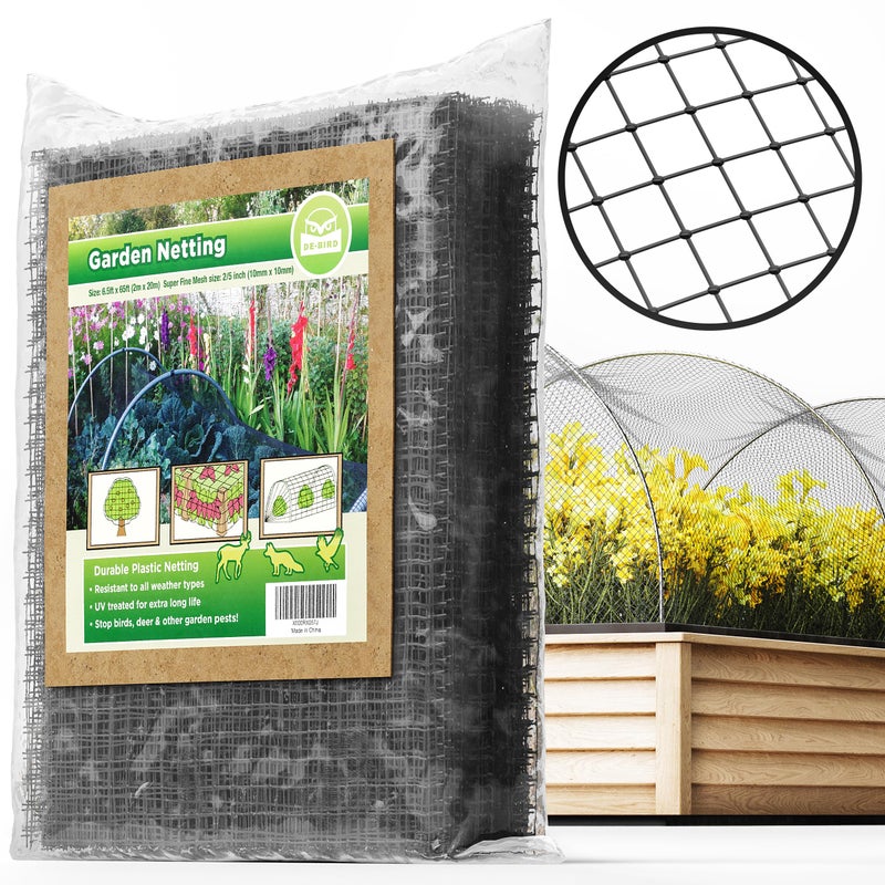 De-Bird De-Bird Garden Fencing 7.5 x 65 ft, Strong Mesh Bird Netting for Garden Protection, Garden Netting Pest Barrier, Easy to Install Plant Netting Mesh - Image 1