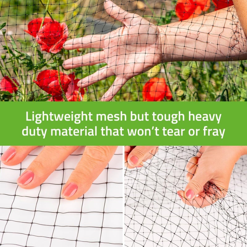 De-Bird شبكة طيور دي-بيرد للحديقة - 7.5 قدم × 65 قدم، بلاستيك أخضر - شبكة حديقة - سياج حيوانات وحماية النباتات - Image 3