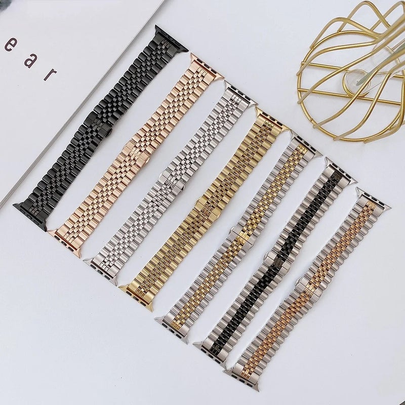 Bluejw Luxury Stainless Steel Smart Strap for Apple Watch 44mm 42mm 40mm 38mm – Premium Metal Bracelet Replacement Band Compatible with iWatch Series 6/5/4/3/2/1 - Image 3