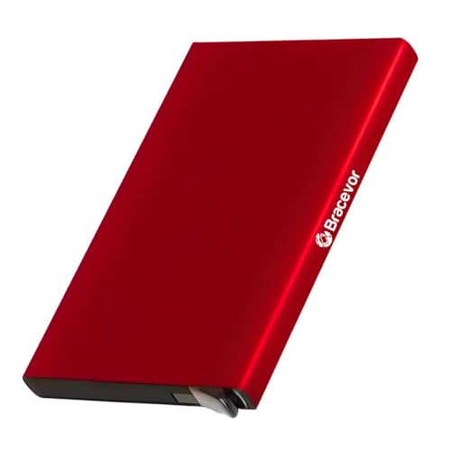 Bracevor 10 Slot popup Aluminium Metal Card Holder Wallet | RFID Blocking | for Men & Women | Credit & Debit Cards - Red - Image 1