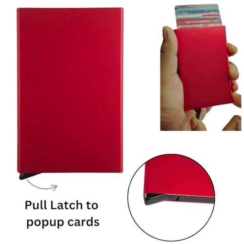 Bracevor 10 Slot popup Aluminium Metal Card Holder Wallet | RFID Blocking | for Men & Women | Credit & Debit Cards - Red - Image 4