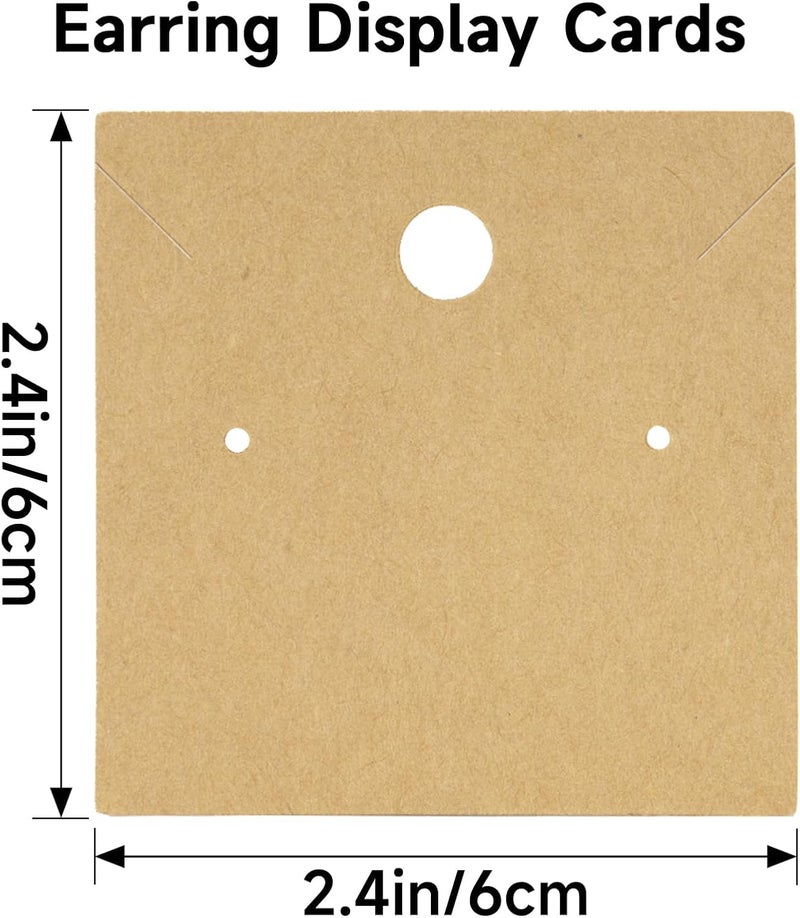 Festiko® 100 Pcs Craft Earring Display Cards (2.4 Inch) | Square Kraft Jewellery Holder Cards for Earrings & Necklaces | Jewellery Display for Handmade, Small Business, Craft Fair & Retail Use (CRAFT) - Image 3