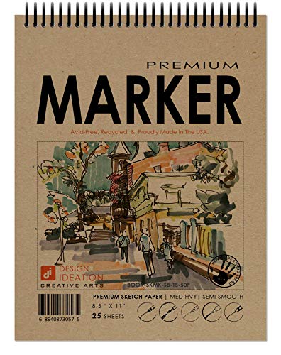 Design Ideation Brand Marker Sketchbook : Premium Paper Spiral Bound Book for Pencil, Ink, Marker, Charcoal and Watercolor Paints. Great for Art, Design and Education. (8.5" x 11") - Image 1