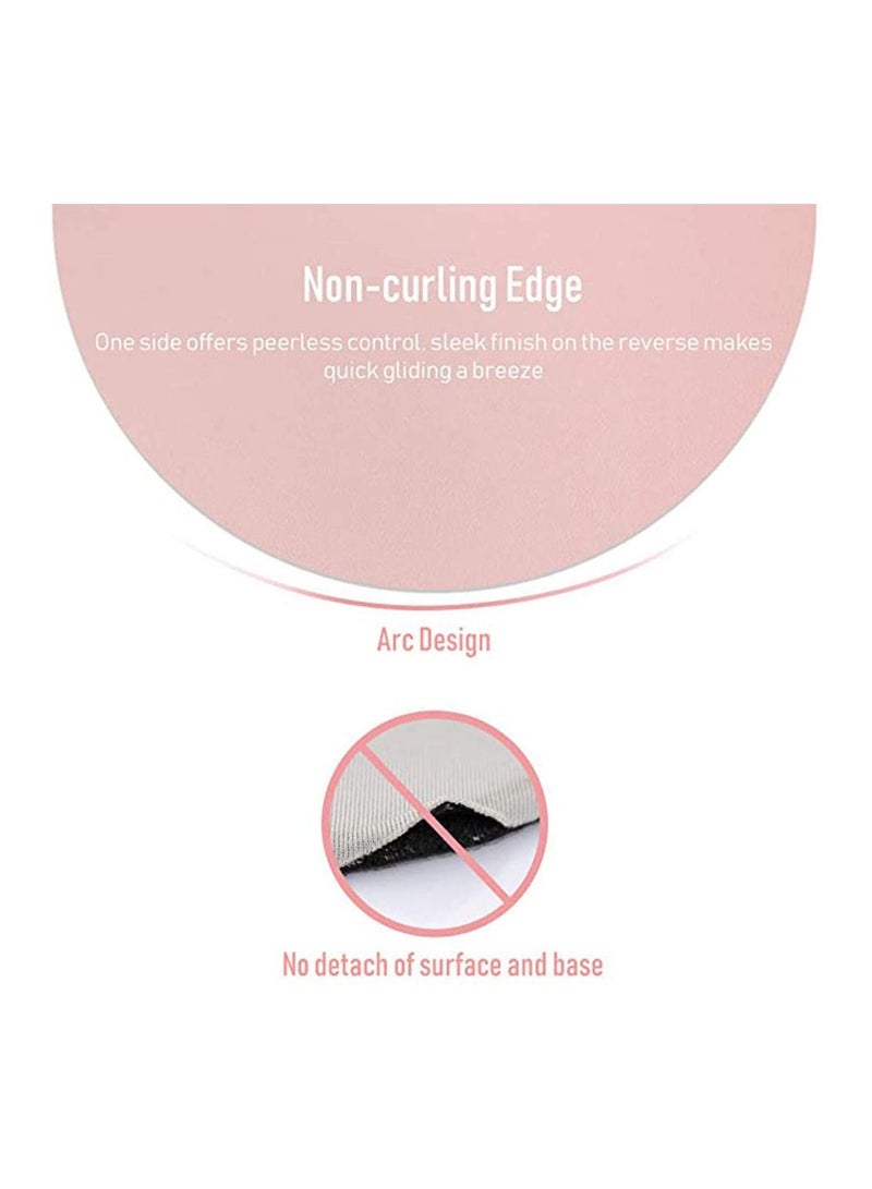 SYOSI Round Mouse Pad, Environmental Ultra Thin Waterproof Non-Slip PU Leather Dual-Sided Mat, for Computers Home Office Nude Pink  - Image 3