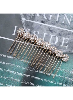 Yheakne Yheakne Crystal Bridal Hair Comb Gold Rhinestone Hair Piece Wedding Headpieces Bride Side Comb Wedding Hair Accessories for Bride and and Bridesmaids (Gold)  - Image 4