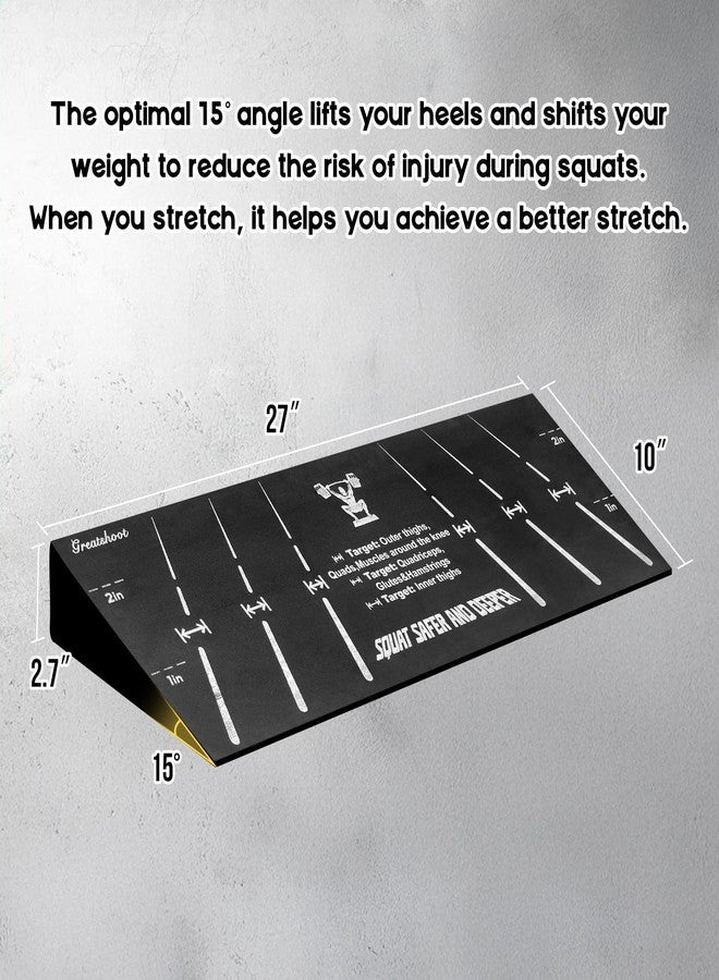 Greatshoot Squat Wedge Block, Professional One-Piece Heel Elevated Slant Board for All-Position Squats, Knees Over Toes, Weightlifting, Calf Stretches ect.. Home and Gym Equipment. - Image 3