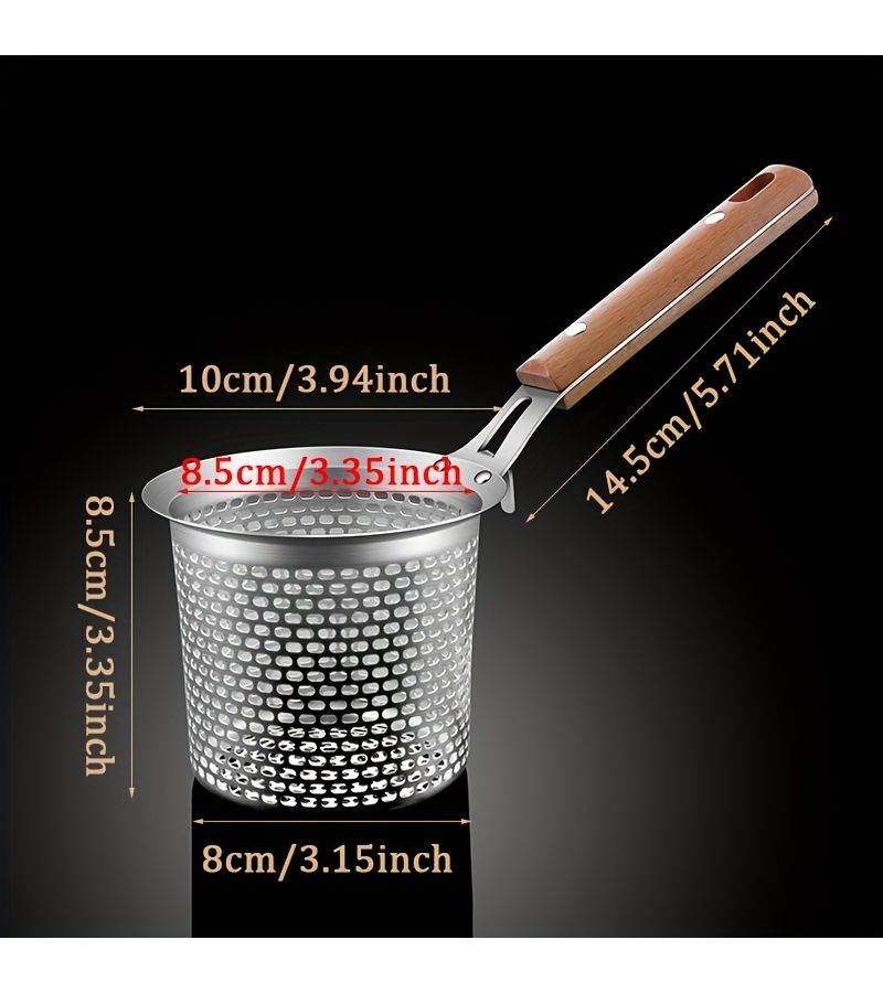 2 Piece Set Stainless Steel Strainer Spoon With Wooden Handle For Dumplings Noodles Vegetables Meat Kitchen Tool - Image 5