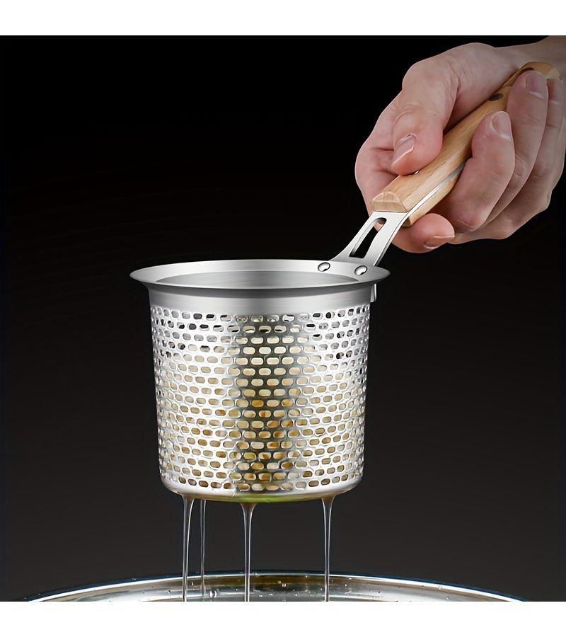 2 Piece Set Stainless Steel Strainer Spoon With Wooden Handle For Dumplings Noodles Vegetables Meat Kitchen Tool - Image 3