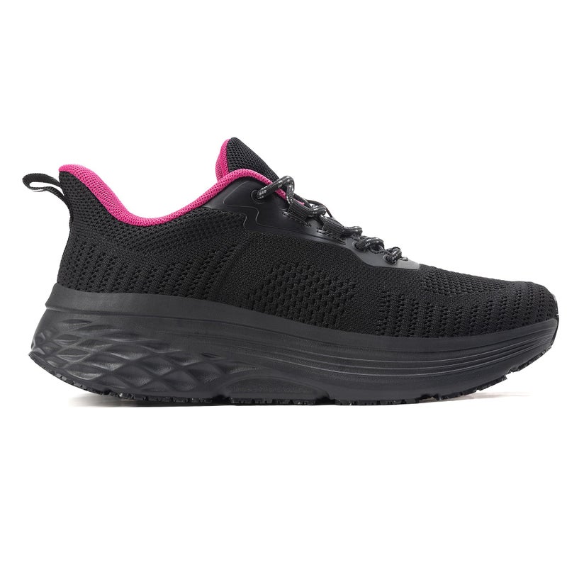 AVW Womens Non Slip Work Shoes Water Resistant Walking Sneakers Food Service Chef Kitchen Shoes Black-Rose - Image 3