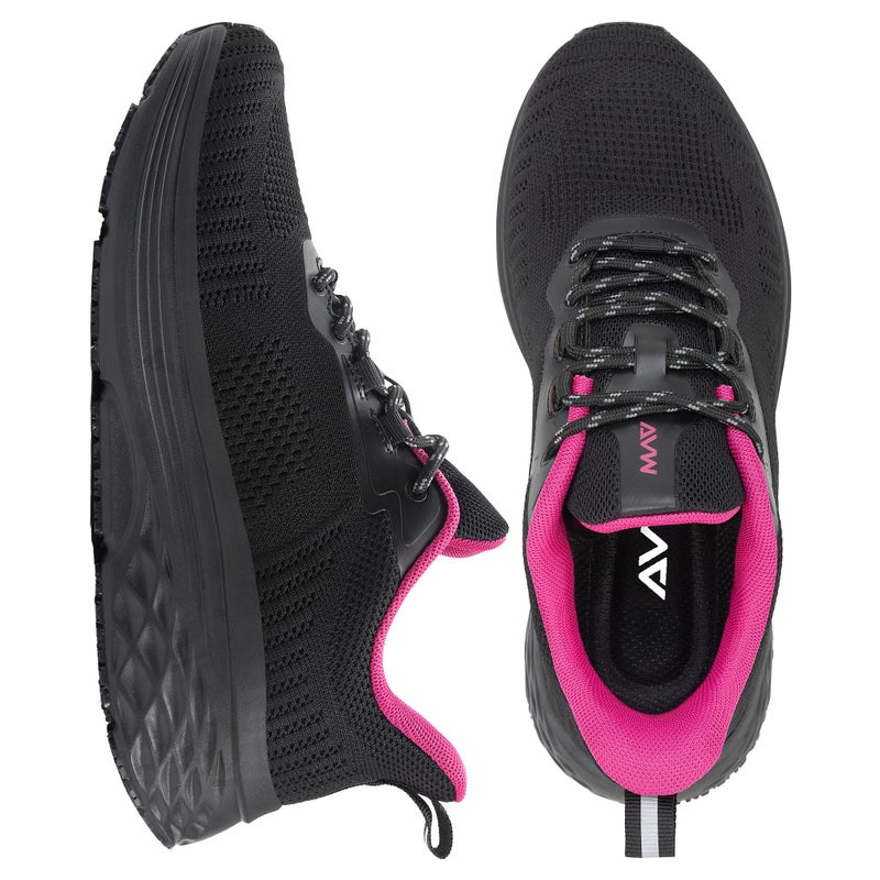 AVW Womens Non Slip Work Shoes Water Resistant Walking Sneakers Food Service Chef Kitchen Shoes Black-Rose - Image 4