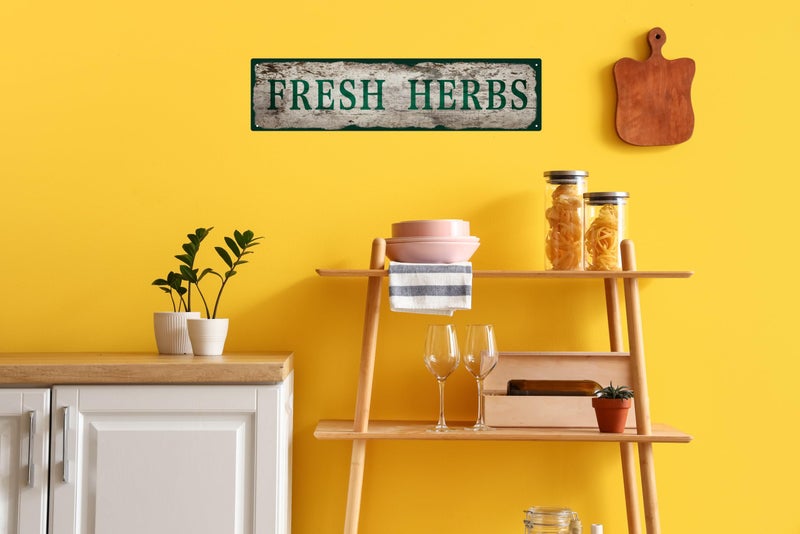 QIXFGUL Vintage Tin Sign Retro Metal Fresh Herbs Signs for Home Decor Stylish Wall Art Plaques Gift for Home Bathroom Kitchen and Gothic Wall Decor in Every Room 16x4 in - Image 3