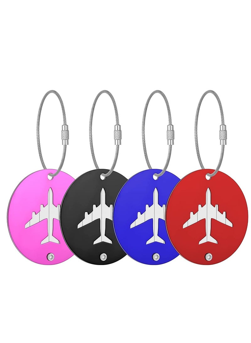 KASTWAVE 4 PCS Luggage Tags, Luggage Tags for Travel with Name ID Card, Anti-lost Tag, Multicolor Luggage Bag Labels Baggage Name Address Label Accessories with Screw Chain - Image 1