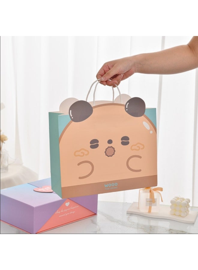 Pankoo 【19.5x14.5x8.5cm】4-pack of cartoon children's souvenir bags, thickened white cardboard eco-friendly tote bags, portable paper gift bags, suitable for birthday parties, everyday gifts and holiday greetings. (Random color, 4-pack) - Image 2