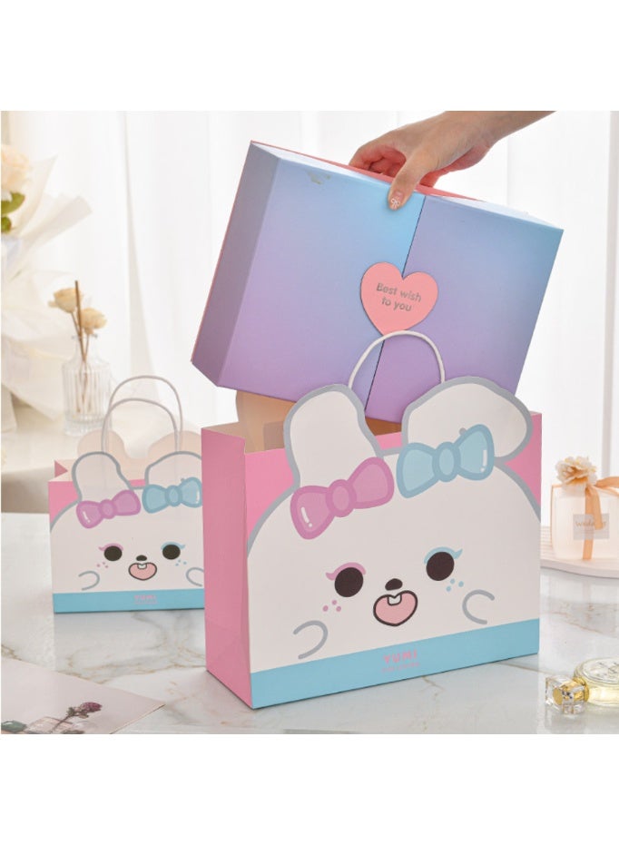 Pankoo 【19.5x14.5x8.5cm】4-pack of cartoon children's souvenir bags, thickened white cardboard eco-friendly tote bags, portable paper gift bags, suitable for birthday parties, everyday gifts and holiday greetings. (Random color, 4-pack) - Image 4