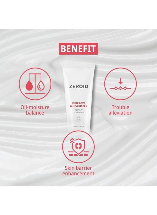 zeroid Pimprove Moisturizer Cream | Hyaluronic Acid Moisturizer Face Cream | Korean Face Lotion for Women and Men | Korean Skin Care | Skin Barrier Moisturizing Facial Care | 3.38 fl oz (100ml) - Image 3
