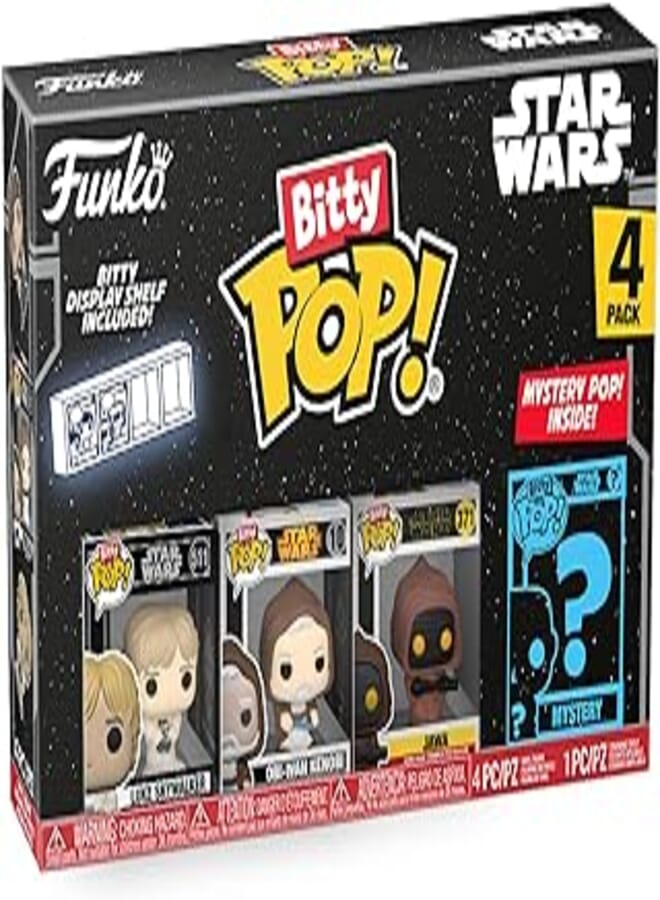 Funko Bitty Pop! Star Wars Mini Collectible Toys 4-Pack - Luke Skywalker, OBI-Wan Kenobi, Jawa & Mystery Chase Figure (Styles May Vary)