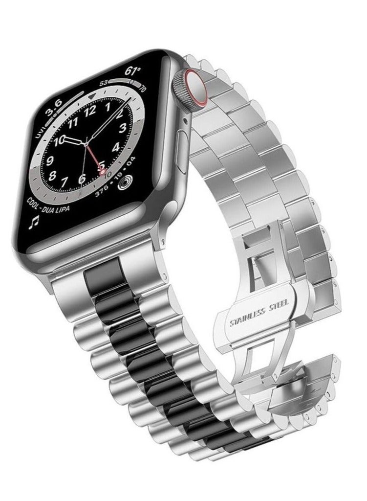 ELTRAZONE ELTRAZONE Replacement Band Compatible with Apple Watch 45mm Stainless Steel Solid Strap Metal Bracelet for Apple Watch Series 7/