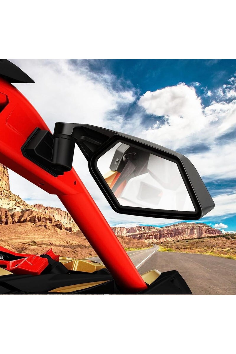 إيروريكس مجموعة من قطعتين من مرايا الرؤية الجانبية والخلفية لمركبات UTV، مناسبة لمركبات Can Am Maverick X3 Max Turbo R موديلات 2017-2022 - Image 1