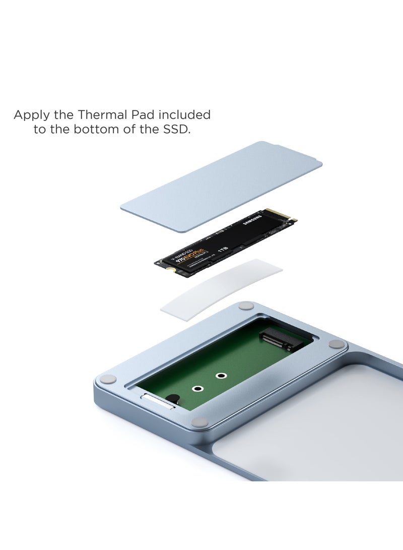 Green Tiger USB C Slim Dock for 24” iMac with Tool-Free Enclosure for M.2 PCIe NVMe and SATA SSDs– USB C Data Port, USB A, 2 USB 2.0, Micro/SD Card Reader (Blue) - Image 3