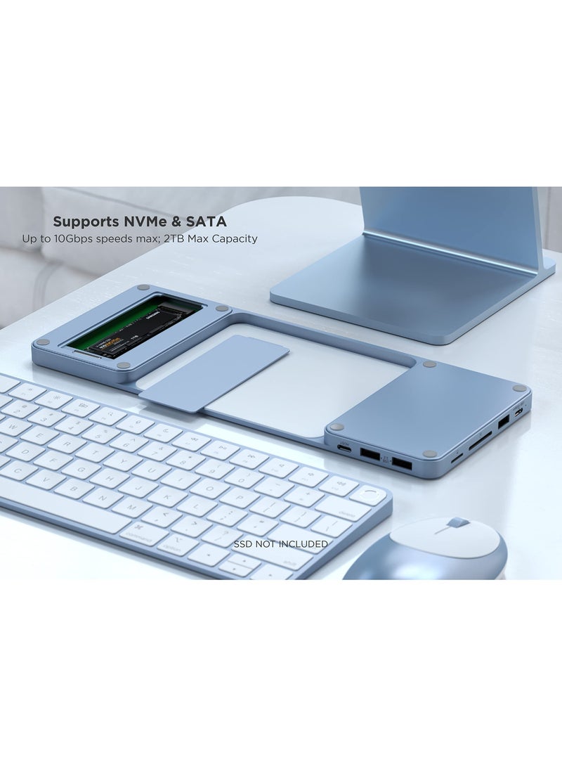 Green Tiger USB C Slim Dock for 24” iMac with Tool-Free Enclosure for M.2 PCIe NVMe and SATA SSDs– USB C Data Port, USB A, 2 USB 2.0, Micro/SD Card Reader (Blue) - Image 4