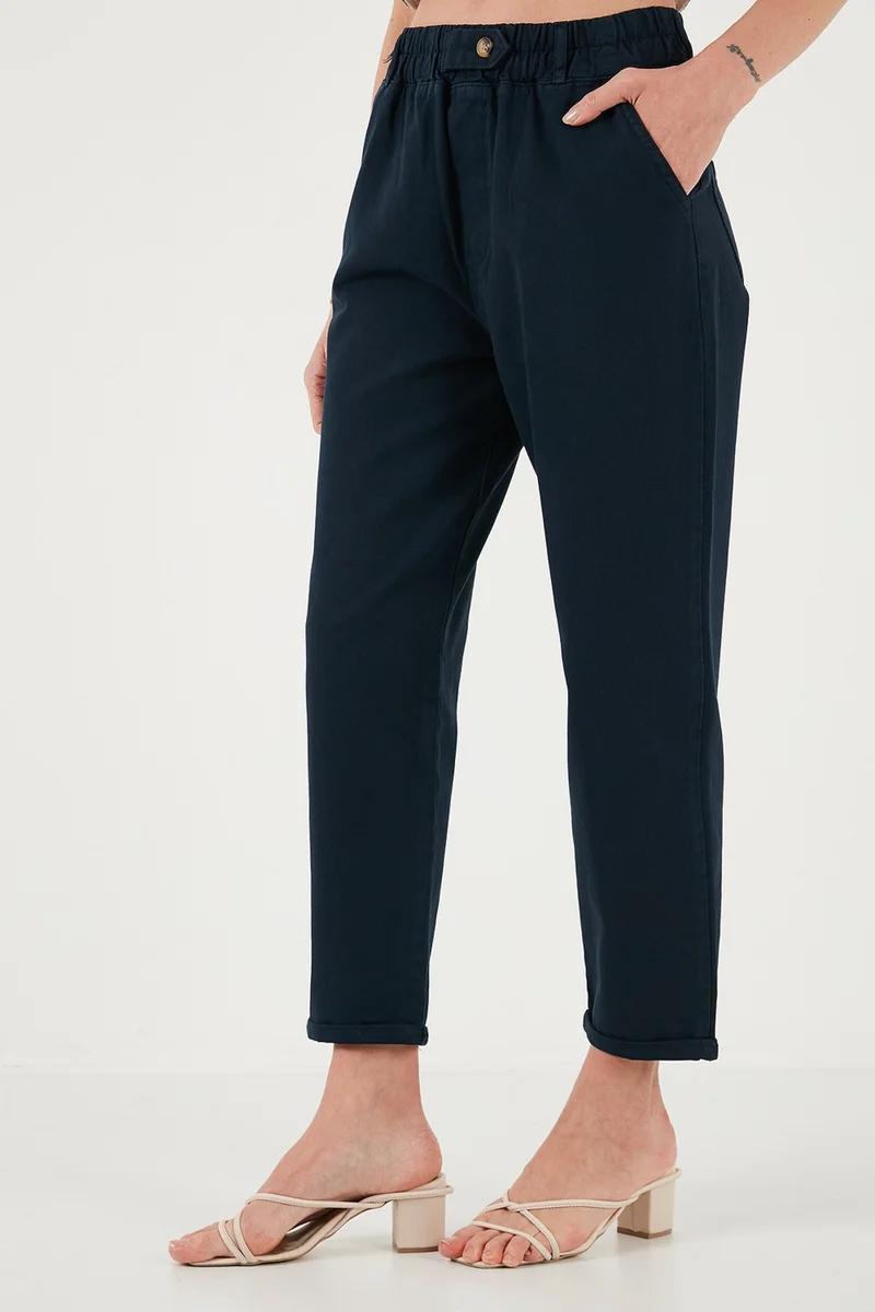 Lela Cotton Standard Fit High Waist Straight Leg Trousers Women's Trousers 668YP4924