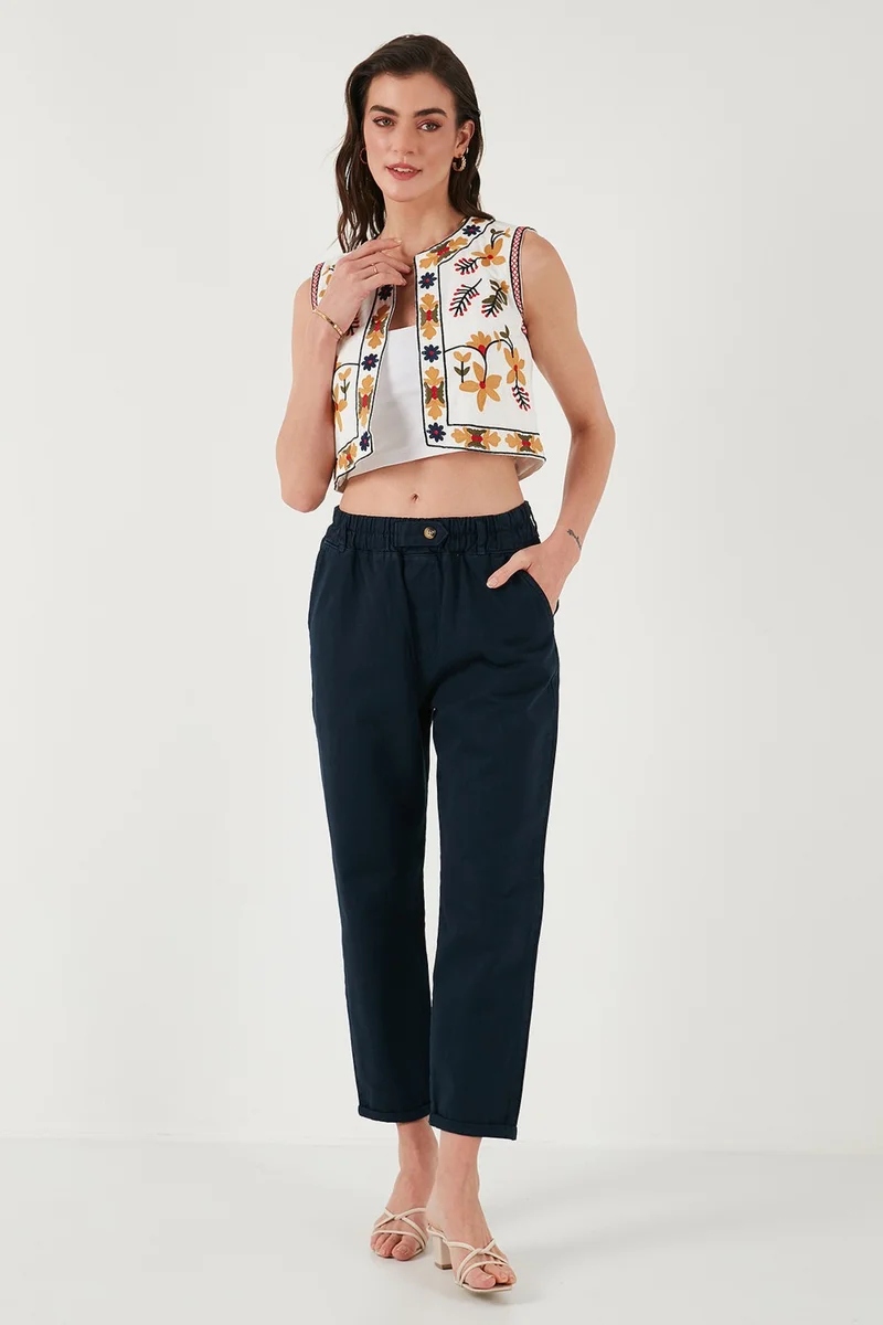 Lela Cotton Standard Fit High Waist Straight Leg Trousers Women's Trousers 668YP4924